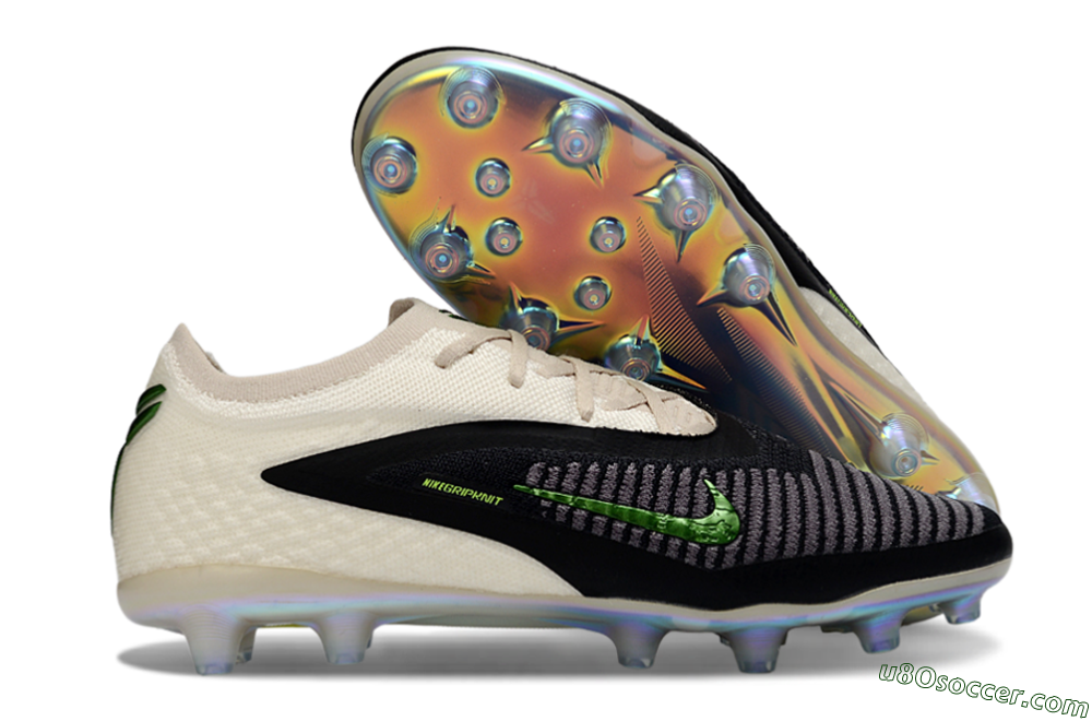 Nike Phantom 6 Low Elite AG Artificial Grass Soccer Cleats - Black/Green Glint/White Frost 1