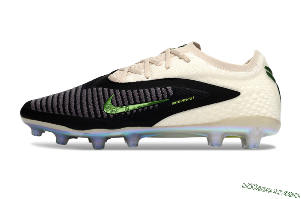 Nike Phantom 6 Low Elite AG Artificial Grass Soccer Cleats - Black/Green Glint/White Frost 2