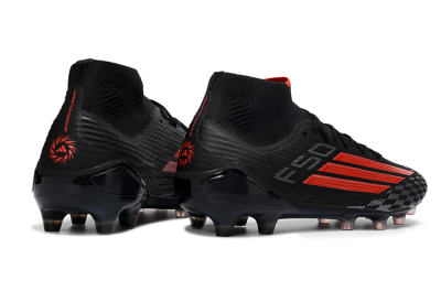 Adidas F50 Pro Mid FG Firm Ground Soccer Cleats - Black/Fiery Red/Jet Black