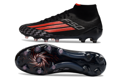 Adidas F50 Pro Mid FG Firm Ground Soccer Cleats - Black/Fiery Red/Jet Black