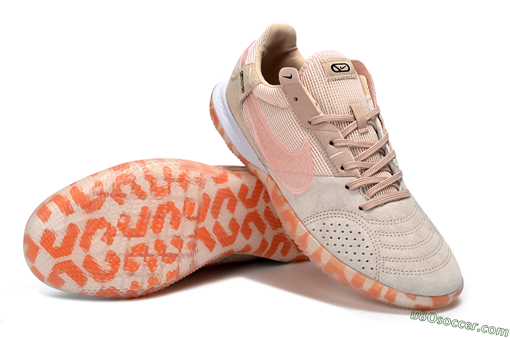 Nike Street Gato IC Indoor & Futsal Soccer Shoes - Beige/Peachy Tone/Coral Accents 3