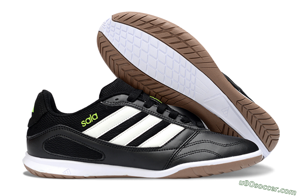 Adidas Top Sala IC Indoor & Futsal Soccer Shoes - Black/Lime Glow/Brown Suede 1