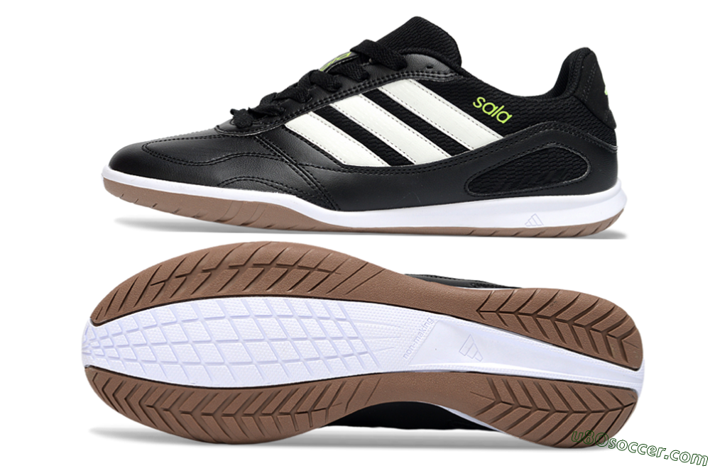 Adidas Top Sala IC Indoor & Futsal Soccer Shoes - Black/Lime Glow/Brown Suede 0
