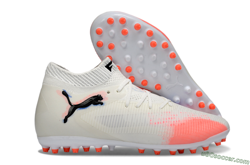 Puma Future 8 Ultimate MG Multi Ground Soccer Cleats - White/Electric Coral/Black 1