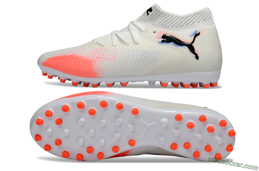 Puma Future 8 Ultimate MG Multi Ground Soccer Cleats - White/Electric Coral/Black 0