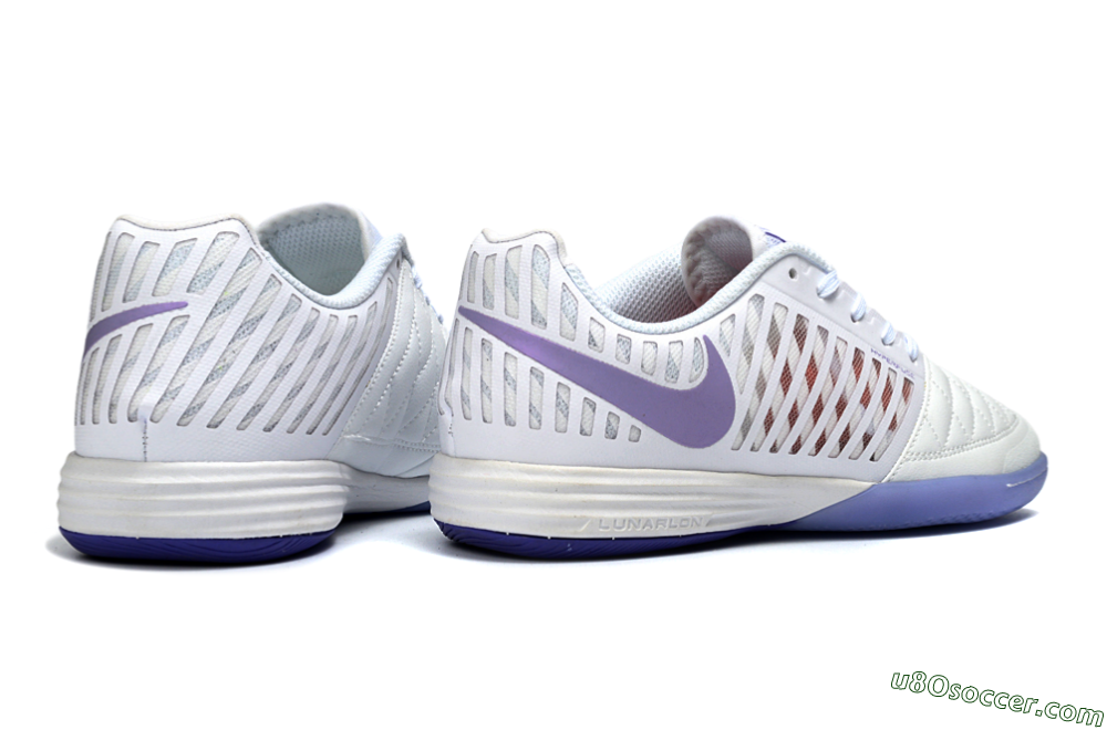 Nike Lunar Gato 2 IC Indoor & Futsal Soccer Shoes - White/Lavender Bliss/Soft Lilac 6