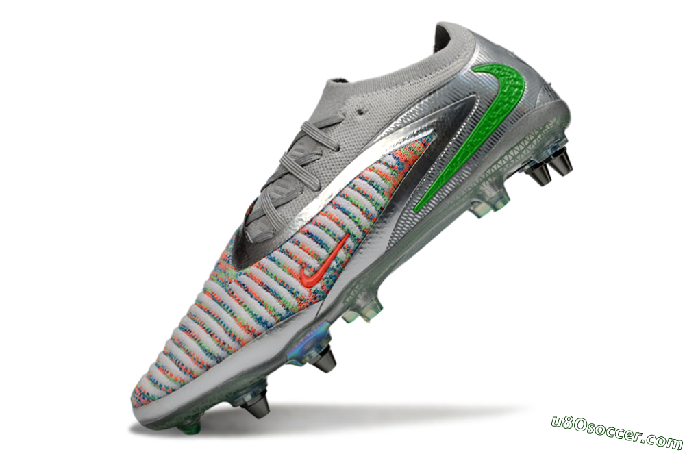 Nike Phantom 6 Low Elite SG Soft Ground Soccer Cleats - Gray/Electric Green/Orange Burst 5