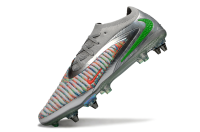 Nike Phantom 6 Low Elite SG Soft Ground Soccer Cleats - Gray/Electric Green/Orange Burst