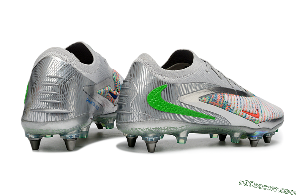 Nike Phantom 6 Low Elite SG Soft Ground Soccer Cleats - Gray/Electric Green/Orange Burst 6