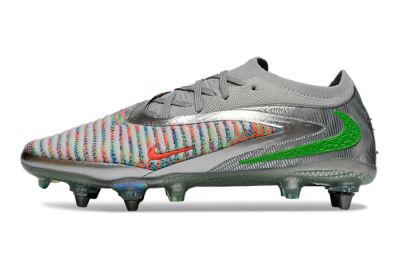 Nike Phantom 6 Low Elite SG Soft Ground Soccer Cleats - Gray/Electric Green/Orange Burst