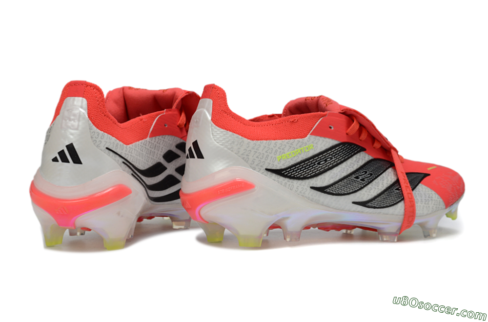 Adidas Predator 25 Elite Fold-Over Tongue FG Firm Ground Soccer Cleats - Red/Neon Orange/Metallic Silver 6