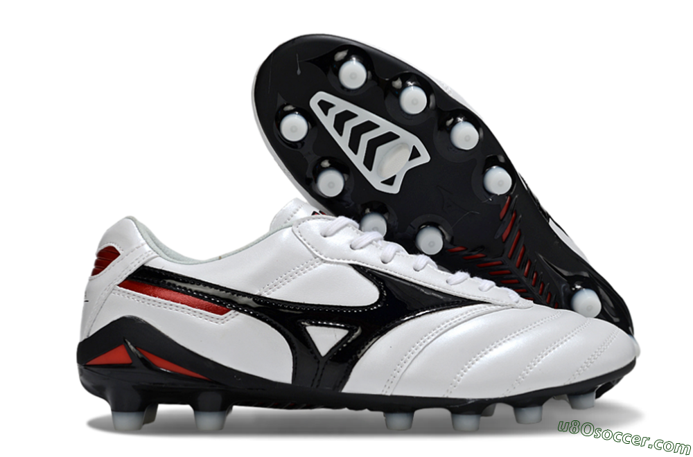 Mizuno Morelia Neo 2 FG Firm Ground Soccer Cleats - White/Crimson Black/Crimson White 1
