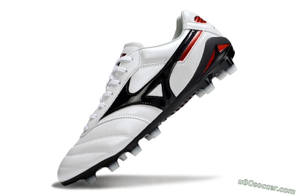 Mizuno Morelia Neo 2 FG Firm Ground Soccer Cleats - White/Crimson Black/Crimson White 5