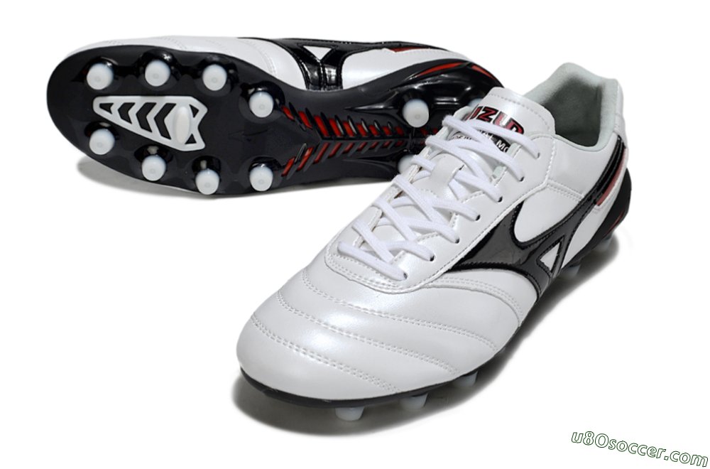 Mizuno Morelia Neo 2 FG Firm Ground Soccer Cleats - White/Crimson Black/Crimson White 3