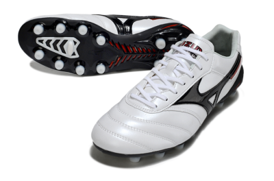 Mizuno Morelia Neo 2 FG Firm Ground Soccer Cleats - White/Crimson Black/Crimson White