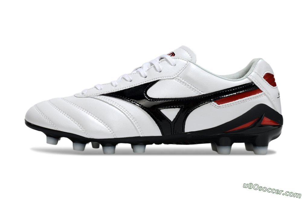 Mizuno Morelia Neo 2 FG Firm Ground Soccer Cleats - White/Crimson Black/Crimson White 2