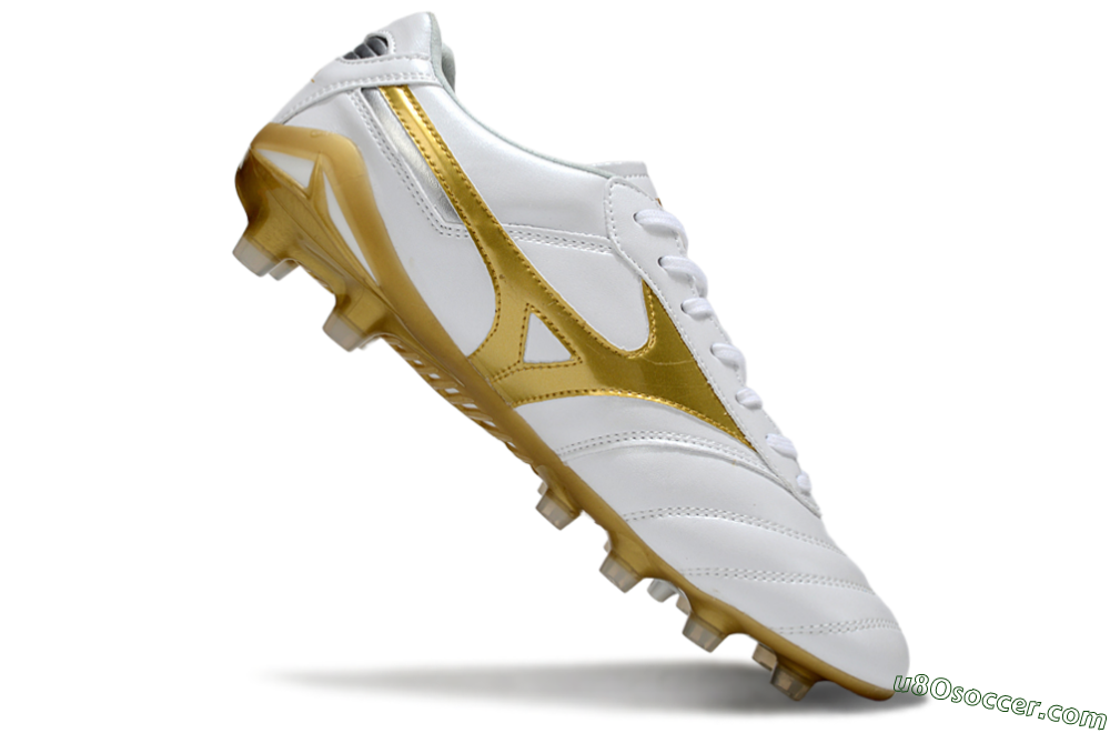 Mizuno Morelia Neo 2 FG Firm Ground Soccer Cleats - White/Golden Pearl/Classic White 4