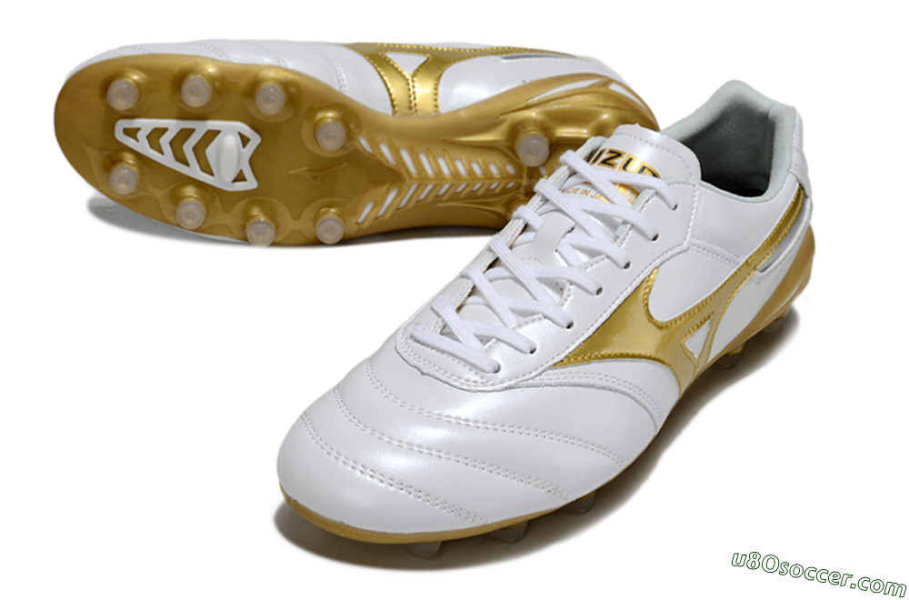 Mizuno Morelia Neo 2 FG Firm Ground Soccer Cleats - White/Golden Pearl/Classic White 3