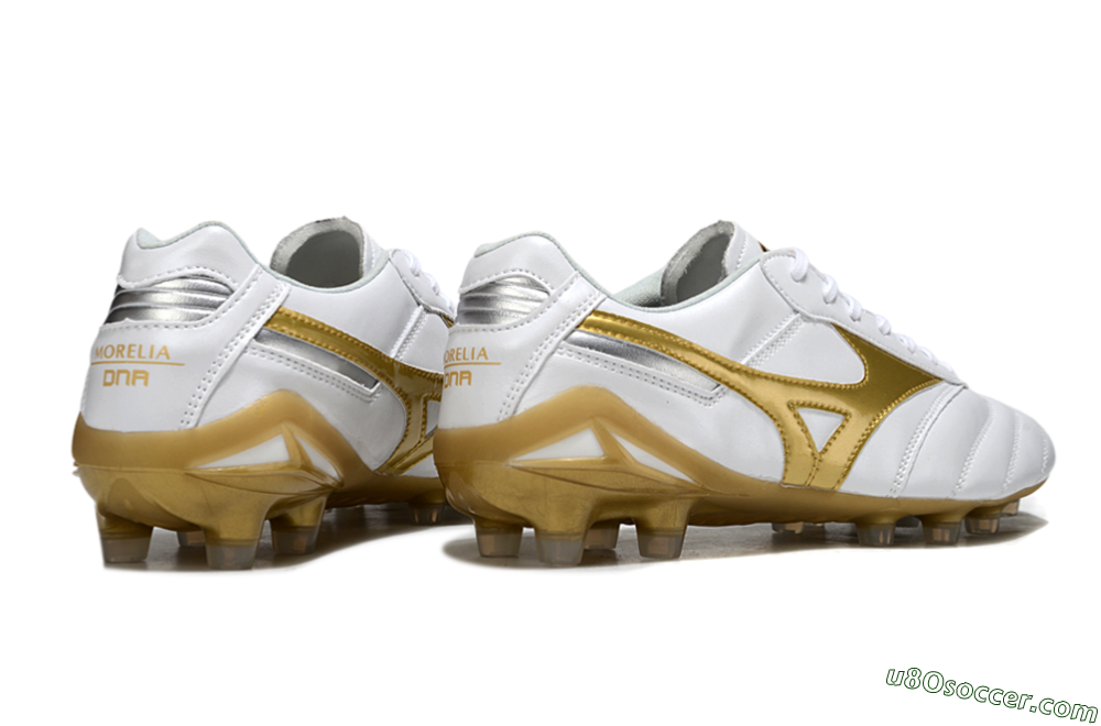 Mizuno Morelia Neo 2 FG Firm Ground Soccer Cleats - White/Golden Pearl/Classic White 6