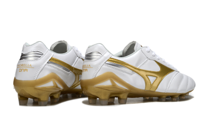 Mizuno Morelia Neo 2 FG Firm Ground Soccer Cleats - White/Golden Pearl/Classic White
