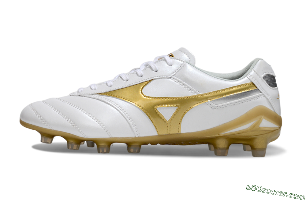 Mizuno Morelia Neo 2 FG Firm Ground Soccer Cleats - White/Golden Pearl/Classic White 2