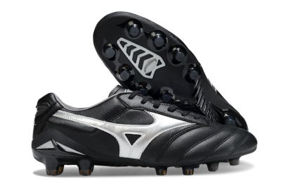 Mizuno Morelia Neo 2 FG Firm Ground Soccer Cleats - Black/Midnight Black/Silver Shine