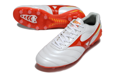 Mizuno Morelia Neo 2 FG Firm Ground Soccer Cleats - White/Fiery Red/Sunshine Yellow