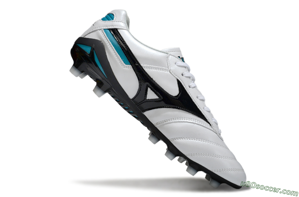 Mizuno Morelia Neo 2 FG Firm Ground Soccer Cleats - White/Midnight Black/Turquoise 4
