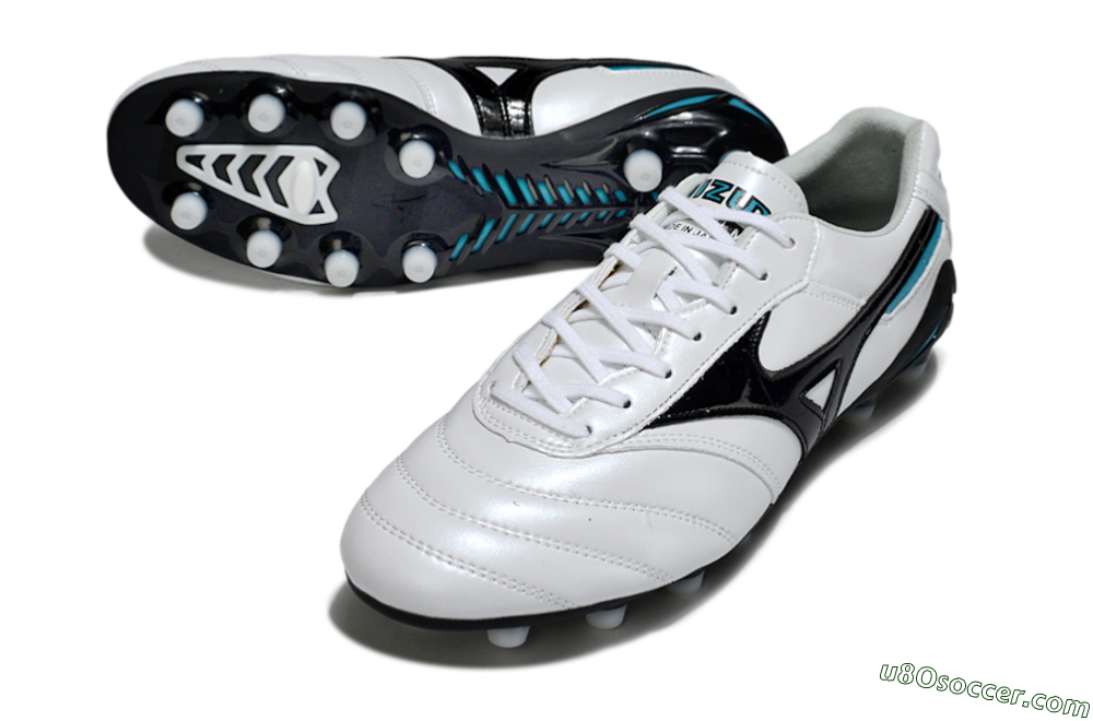 Mizuno Morelia Neo 2 FG Firm Ground Soccer Cleats - White/Midnight Black/Turquoise 3