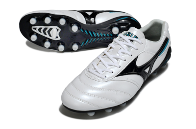 Mizuno Morelia Neo 2 FG Firm Ground Soccer Cleats - White/Midnight Black/Turquoise