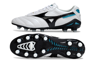 Mizuno Morelia Neo 2 FG Firm Ground Soccer Cleats - White/Midnight Black/Turquoise