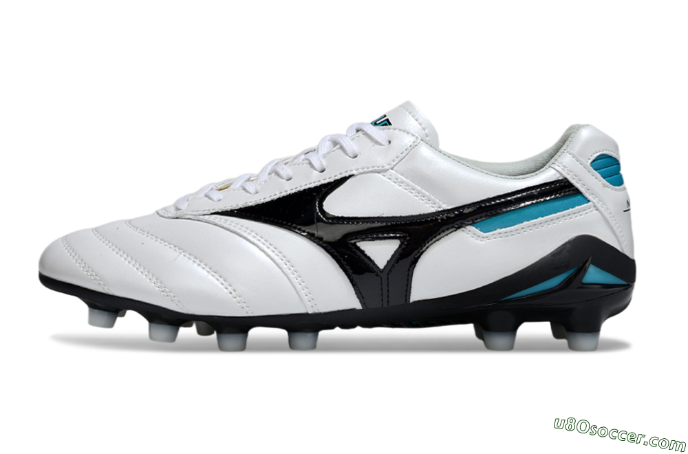 Mizuno Morelia Neo 2 FG Firm Ground Soccer Cleats - White/Midnight Black/Turquoise 2