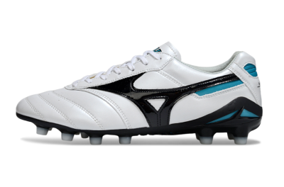 Mizuno Morelia Neo 2 FG Firm Ground Soccer Cleats - White/Midnight Black/Turquoise