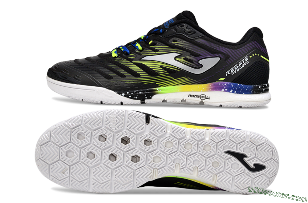 Joma Top Flex IC Indoor & Futsal Soccer Shoes - Black/Electric Green/Gradient Purple 0