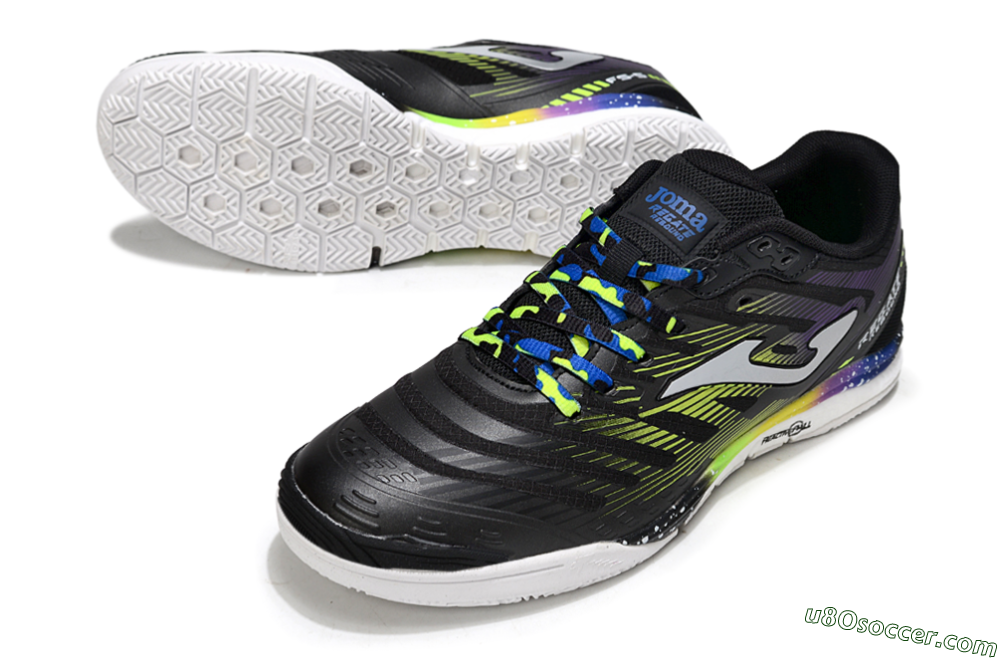 Joma Top Flex IC Indoor & Futsal Soccer Shoes - Black/Electric Green/Gradient Purple 3