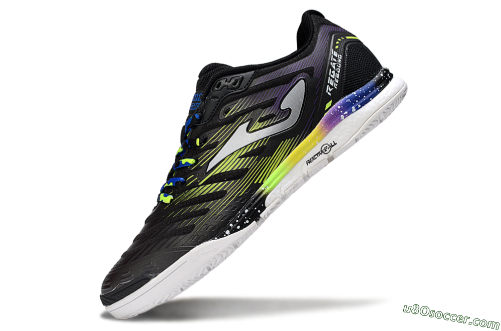 Joma Top Flex IC Indoor & Futsal Soccer Shoes - Black/Electric Green/Gradient Purple 5