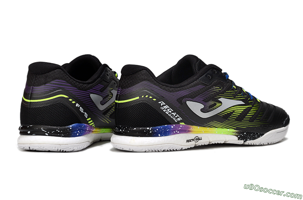 Joma Top Flex IC Indoor & Futsal Soccer Shoes - Black/Electric Green/Gradient Purple 6