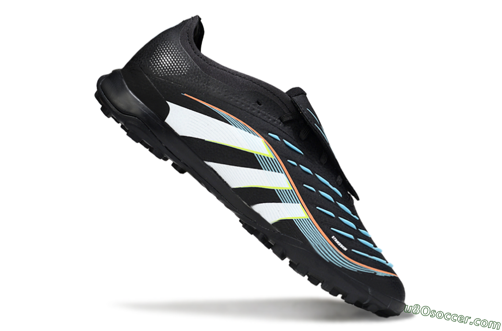 Adidas Predator 25 Elite Fold-Over Tongue TF Artificial Turf Soccer Shoes - Black/Electric Yellow/White Strike 4