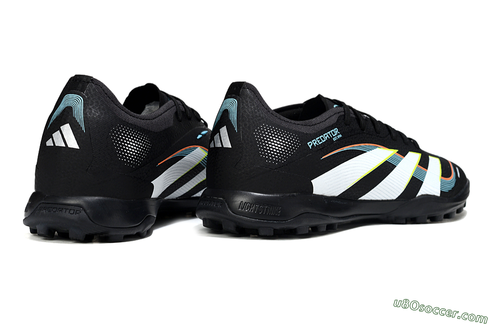 Adidas Predator 25 Elite TF Artificial Turf Soccer Shoes - Black/Electric Yellow/Frosted Blue 6