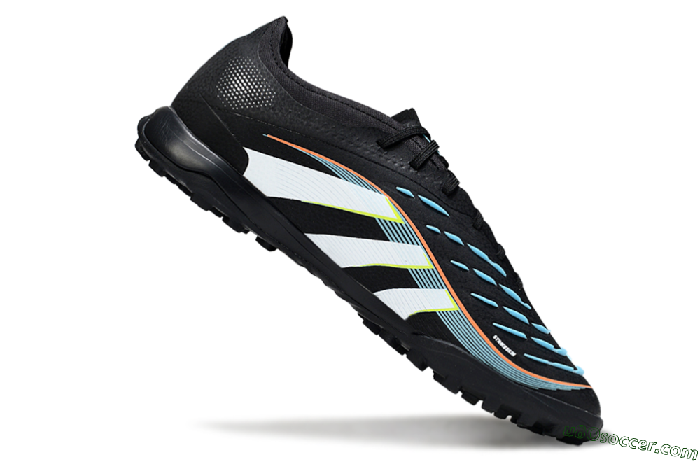 Adidas Predator 25 Elite TF Artificial Turf Soccer Shoes - Black/Electric Yellow/Frosted Blue 4