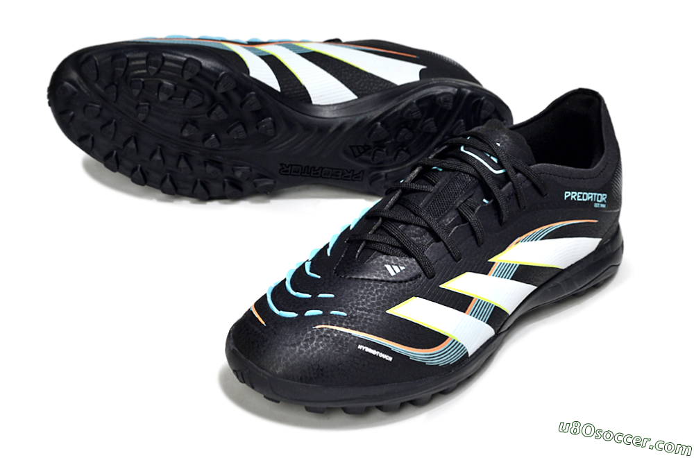 Adidas Predator 25 Elite TF Artificial Turf Soccer Shoes - Black/Electric Yellow/Frosted Blue 3