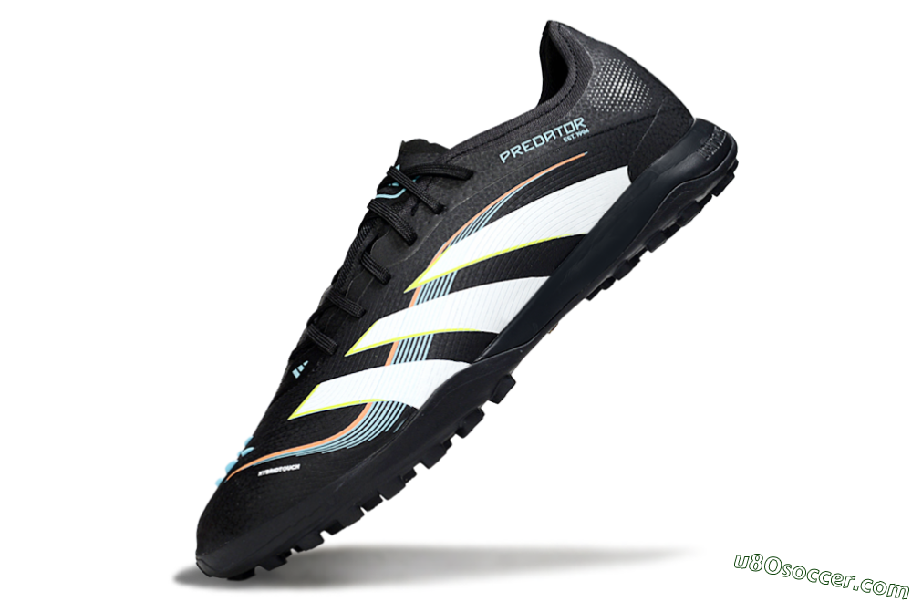 Adidas Predator 25 Elite TF Artificial Turf Soccer Shoes - Black/Electric Yellow/Frosted Blue 5
