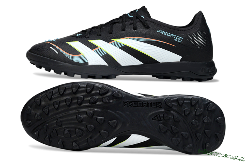 Adidas Predator 25 Elite TF Artificial Turf Soccer Shoes - Black/Electric Yellow/Frosted Blue 0