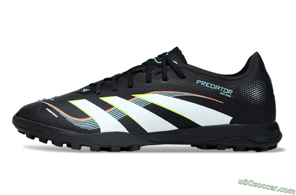 Adidas Predator 25 Elite TF Artificial Turf Soccer Shoes - Black/Electric Yellow/Frosted Blue 2