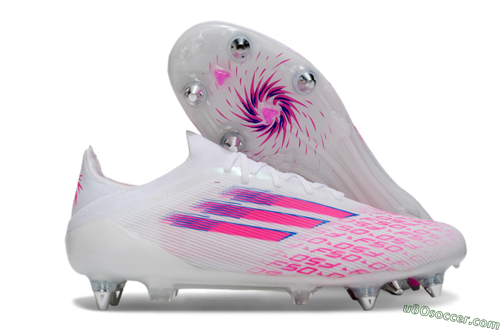 Adidas F50 Elite SG Soft Ground Soccer Cleats - White/Electric Pink/Blue Mirage 1