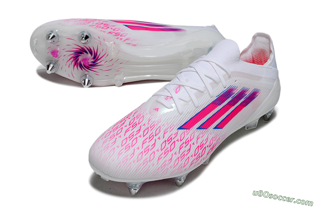 Adidas F50 Elite SG Soft Ground Soccer Cleats - White/Electric Pink/Blue Mirage 3