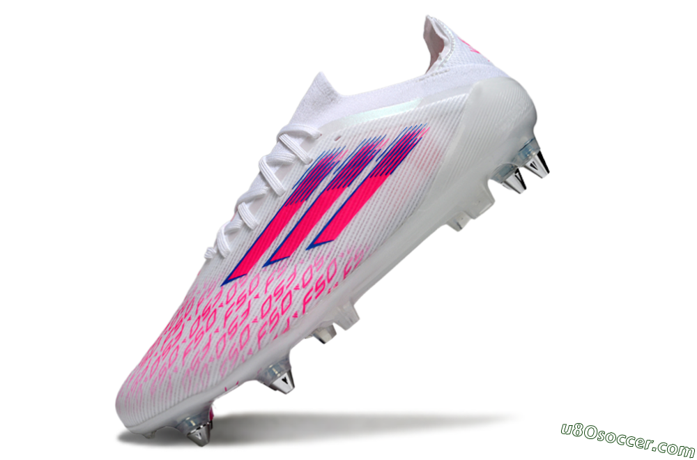 Adidas F50 Elite SG Soft Ground Soccer Cleats - White/Electric Pink/Blue Mirage 5