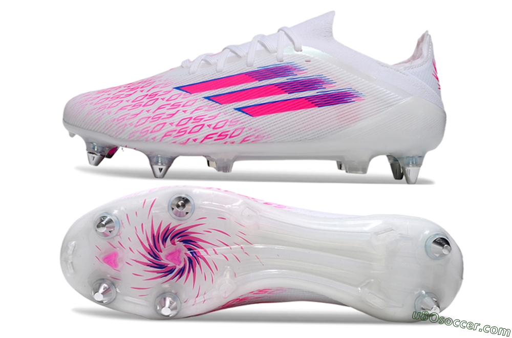 Adidas F50 Elite SG Soft Ground Soccer Cleats - White/Electric Pink/Blue Mirage 0