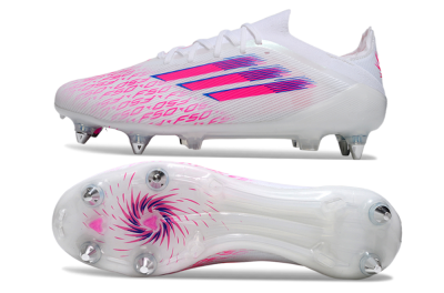Adidas F50 Elite SG Soft Ground Soccer Cleats - White/Electric Pink/Blue Mirage
