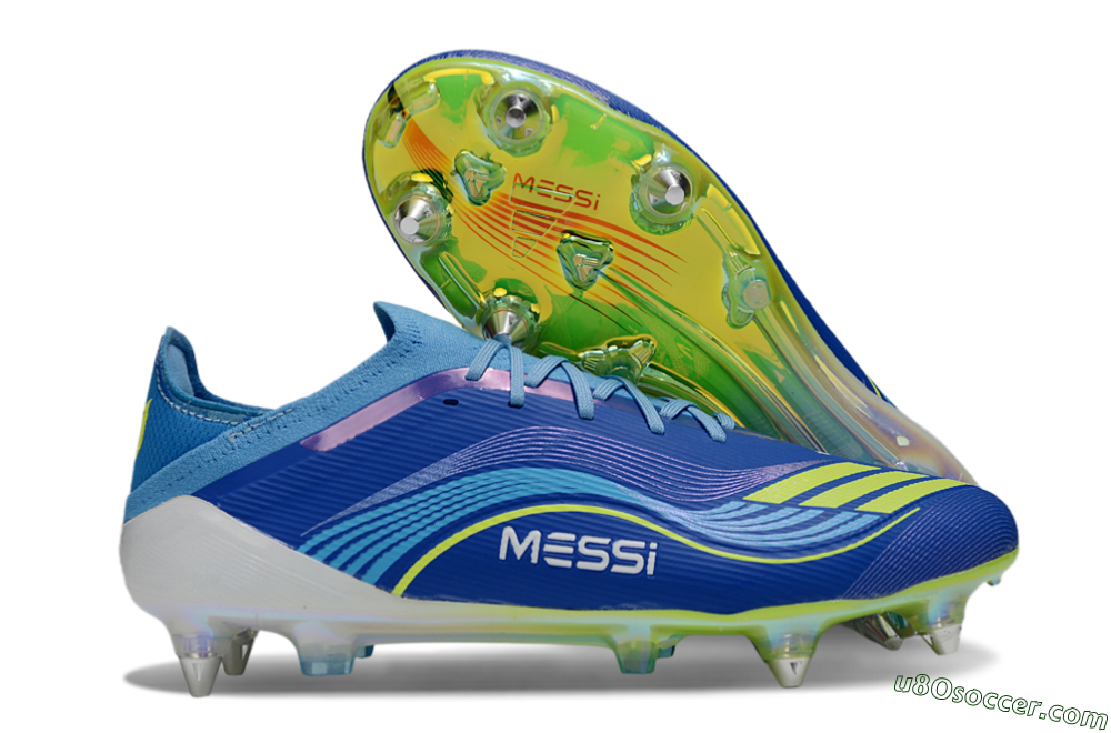Messi x Adidas F50 Elite SG Soft Ground Soccer Cleats - Blue/Electric Blue/Neon Green 1
